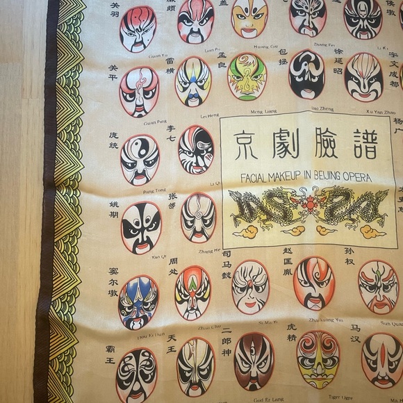 Silk Beijing Opera Face Mask Scarf - Picture 2 of 4